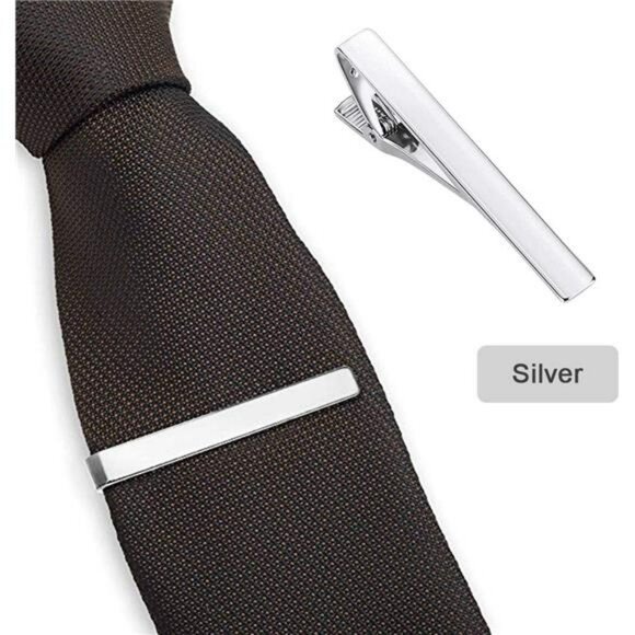 Mens Tie Clip Set 3 Pack Silver Gold Black Metal Bar Clasp Formal Necktie - Picture 6 of 7